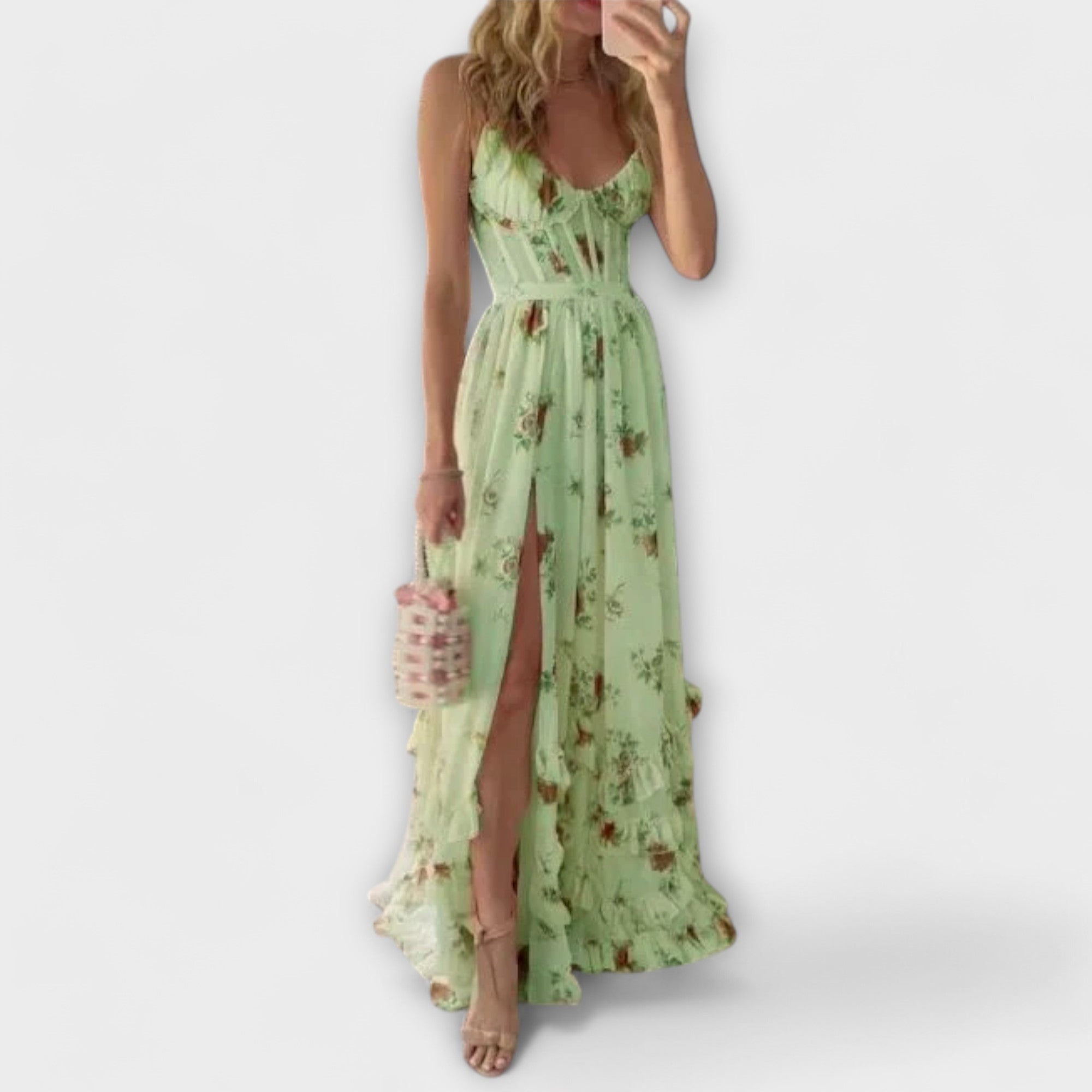 Vestido Max com Estampa Floral e Abertura