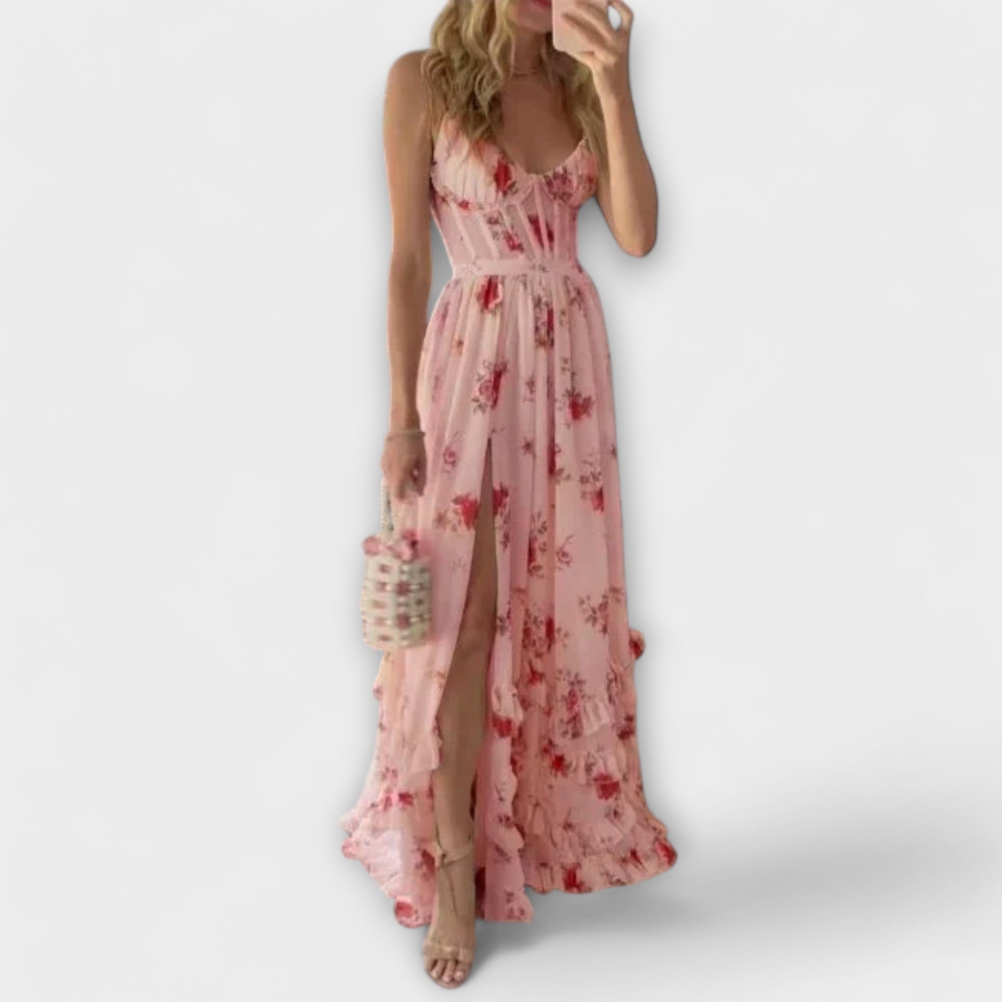 Vestido Max com Estampa Floral e Abertura