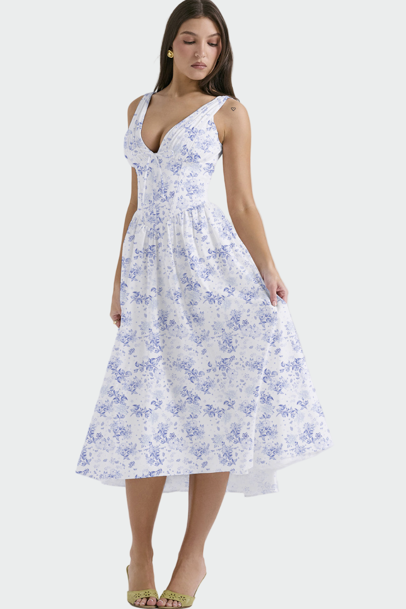 Vestido Midi de Floral Romântico