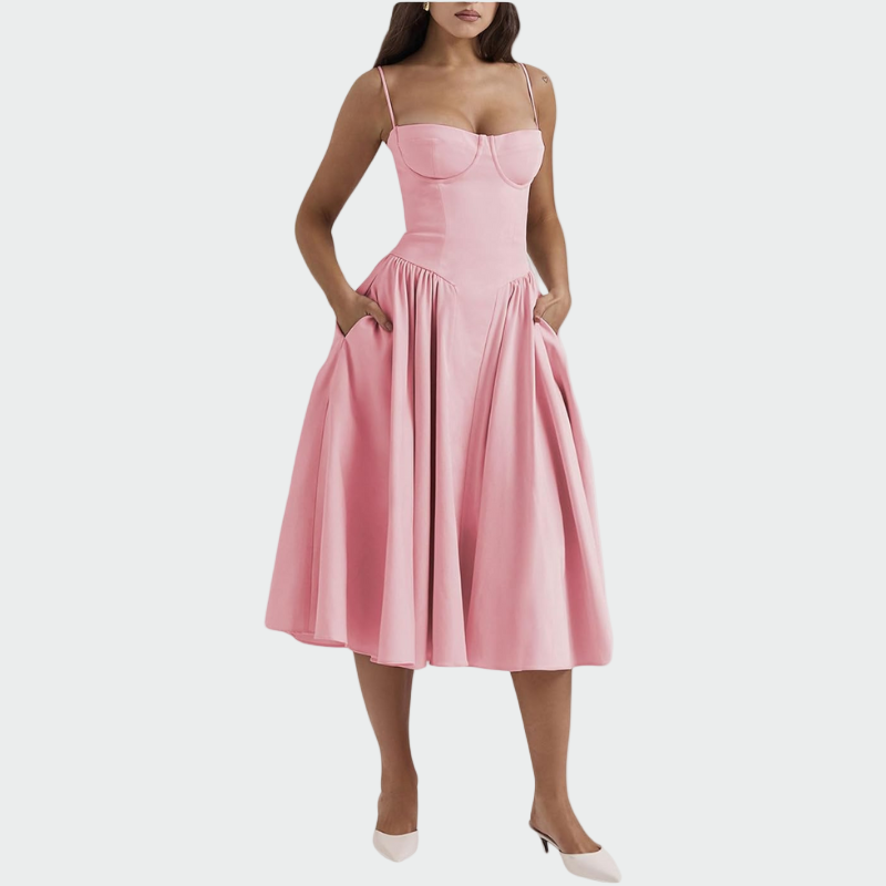 Vestido Longo de Cetim com Alças Finas